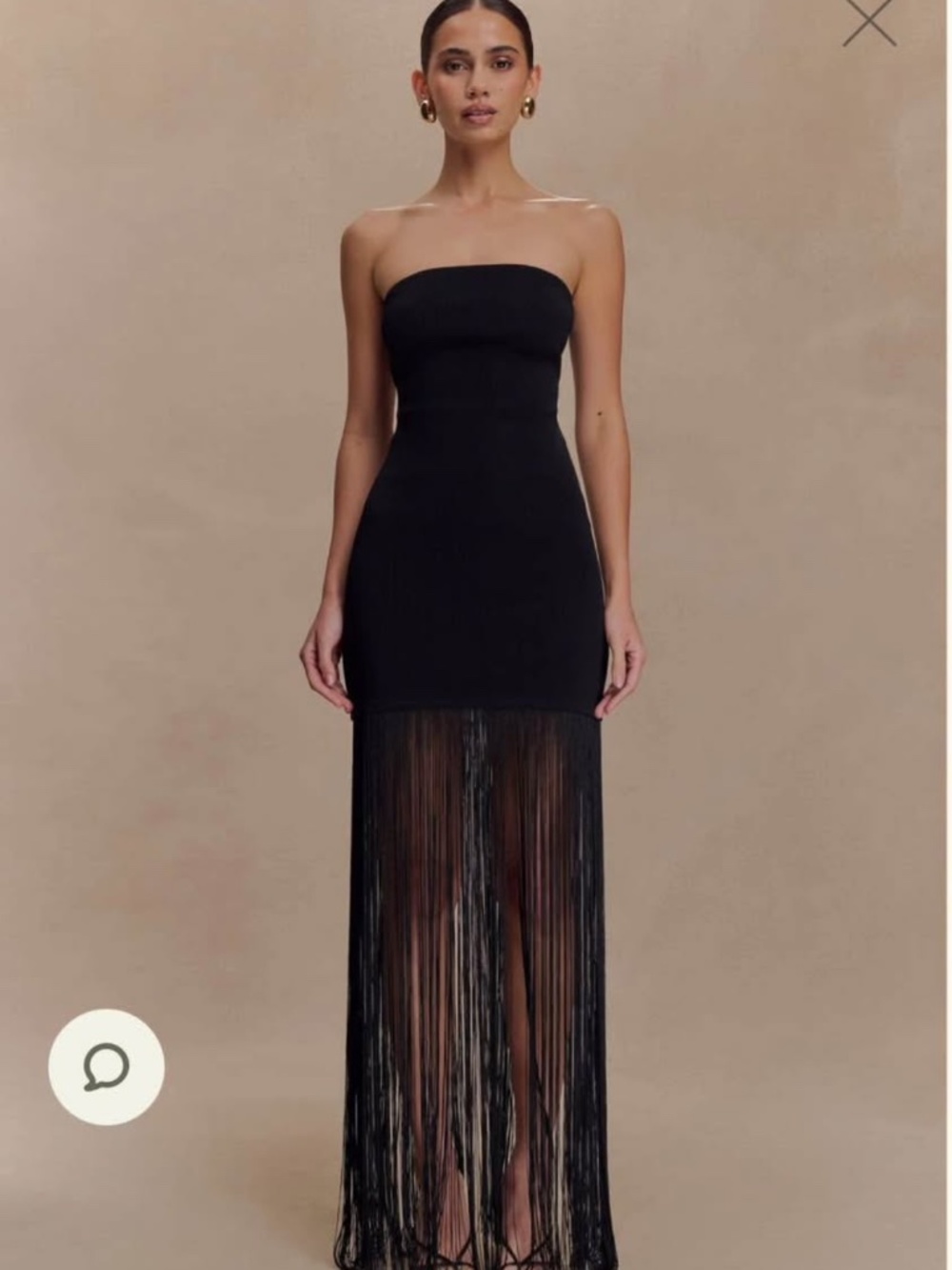 Meshki Black Strapless Fringe Dress